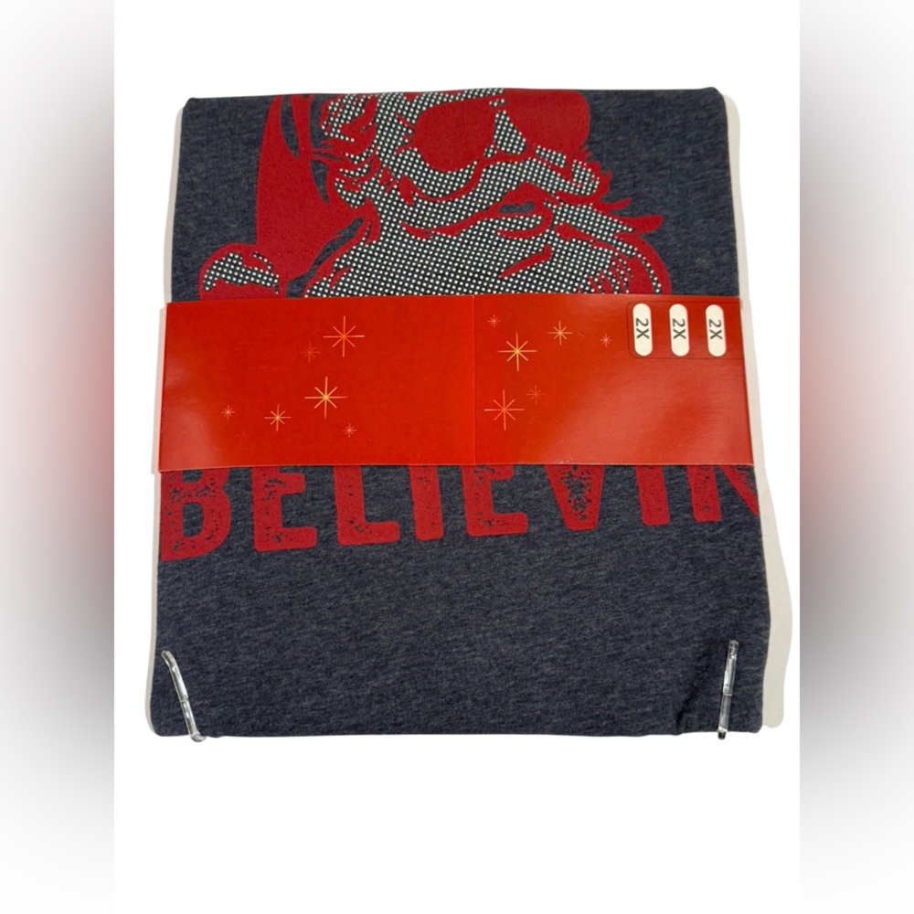 NEW Santa “ Believe In “ Gray Graphic T-Shirt ~ Size 2X